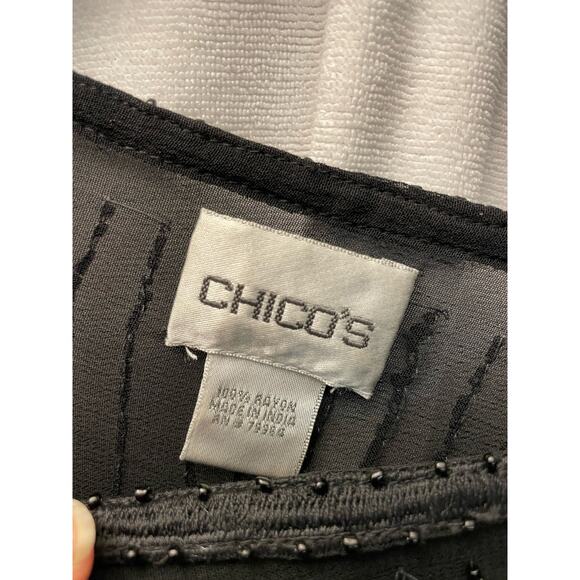 Chicos black beaded luxury fancy  top one size 100% rayon - Picture 4 of 5
